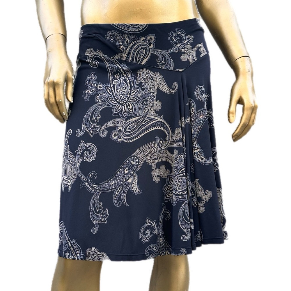 Y2K Vtg Ann Taylor Paisley Print stretchy jersey low rise skirt 30” waist